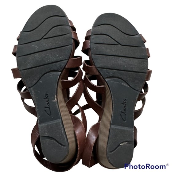 Clarks Bendables Brown Leather Ankle Strap Gladiator Ladies Sandals,‎ 9M - Picture 7 of 10